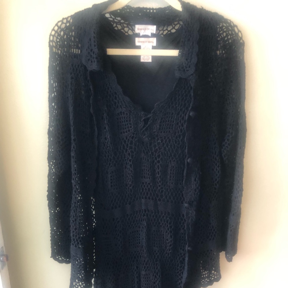 Monroe & Main two piece black crochet dress w/jacket. - Picture 3 of 3